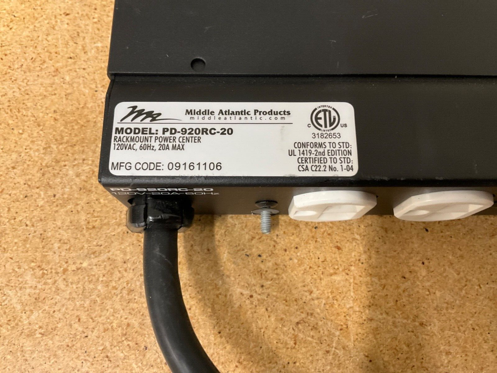 Middle Atlantic Products 20A Power Distributer PD-920RC-20