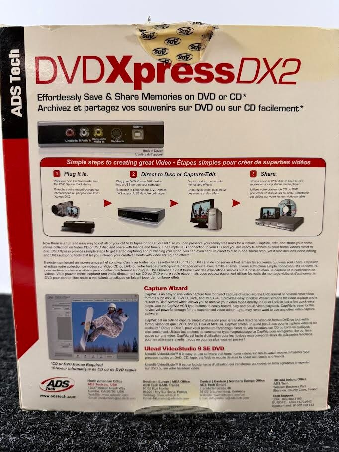 ADS Tech DVD Xpress DX2. Convert Media From Devices to Video. CD is MISSING.