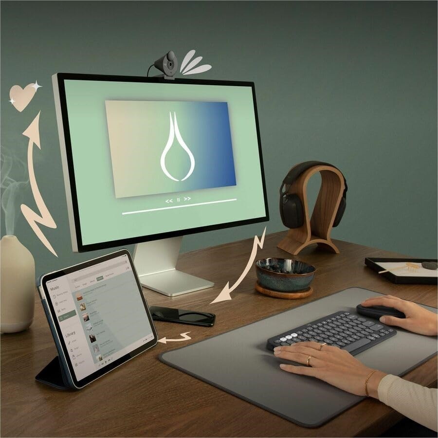 Logitech Pebble Mouse 2 M350s, Ambidextrous, 3-Button, Bluetooth, Tonal Graphite