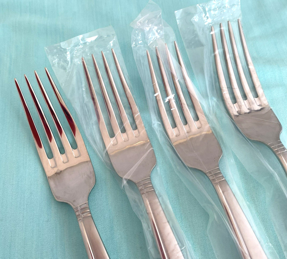 NEW Oneida AMSTERDAM 4 Dinner Forks Stainless Flatware 8 1/4"