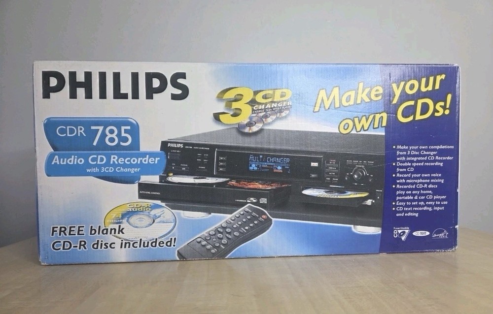 Philips 3-CD Changer CD-R Integrated Speed Dubbing Audio CD Recorder Open Box!!