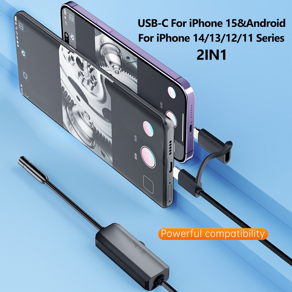 10M Snake Borescope Endoscope 8mm Inspection Camera for iPhone 15 14 Android iOS