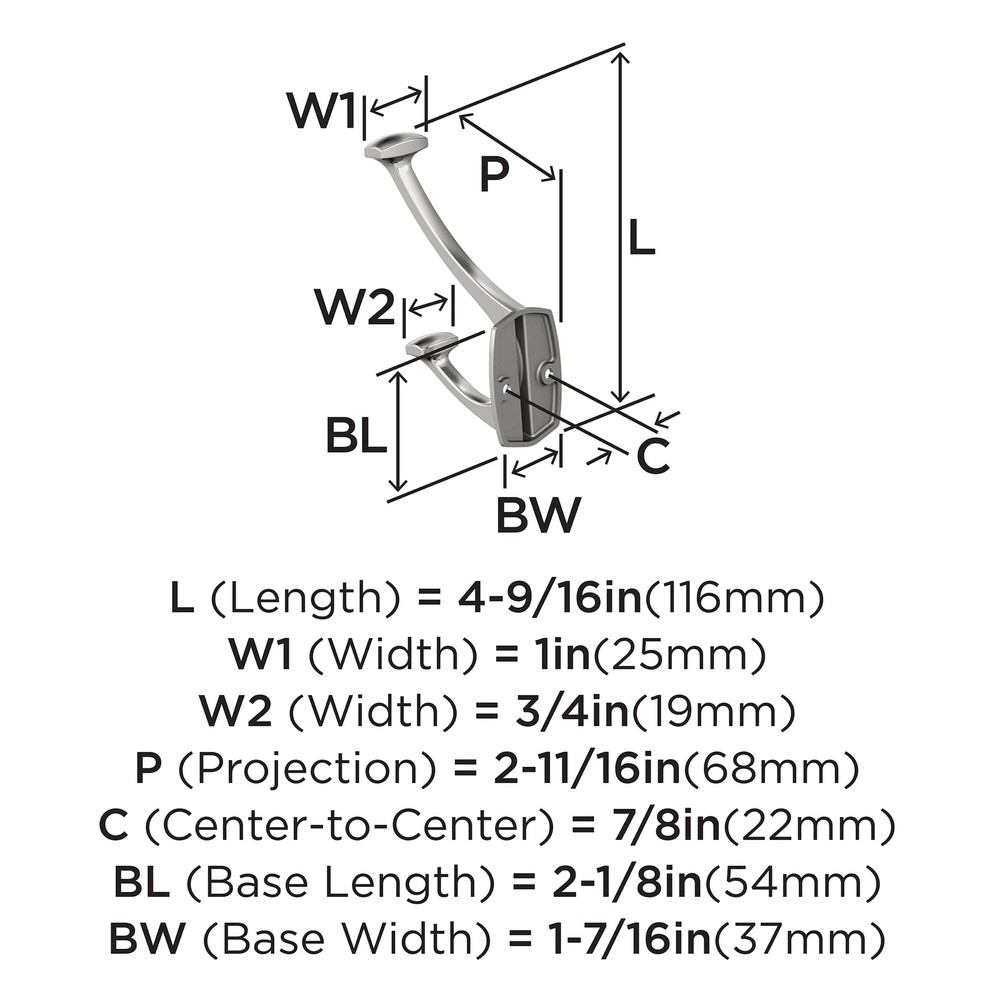 H3700126 | Vicinity Double Prong Decorative Wall Hook | Polished Chrome Hook ...