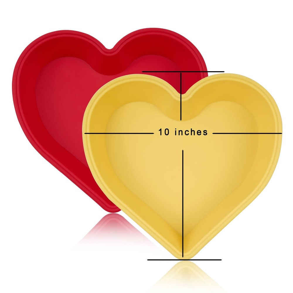 Silicone Heart Shaped Cake Pans 10 Inch 2 Pack
