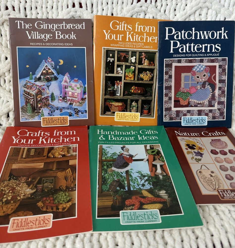 Vtg Craft 5 Booklets By Fiddlesticks-Patchwork Patterns,Craft From Your Kitchen