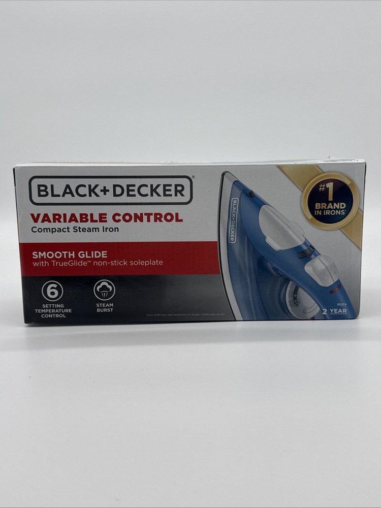 BLACK+DECKER IR20V: Variable Control Compact Steam Iron - Blue & White