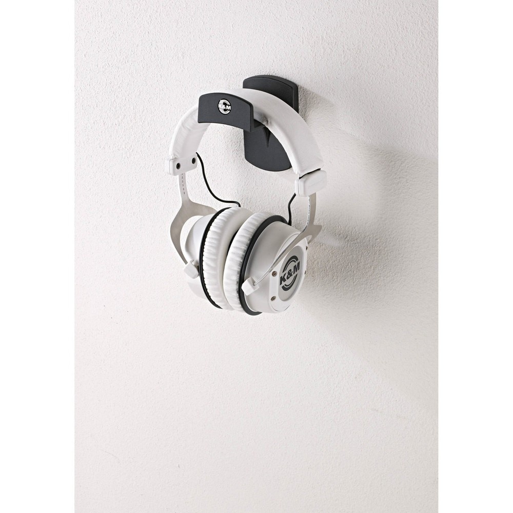 K&M 16312 Headphone Wall Holder, Black (Plastic)