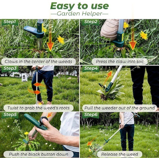 Walensee Weed Puller Stand Up Weeder Hand Tool Long Handle Garden Weeding Tool