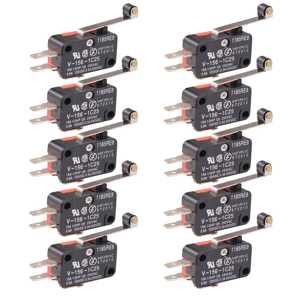 10pcs Micro Switch Spdt Hinge Roller Lever 15A V-156-1C25 Limit Switch #7H