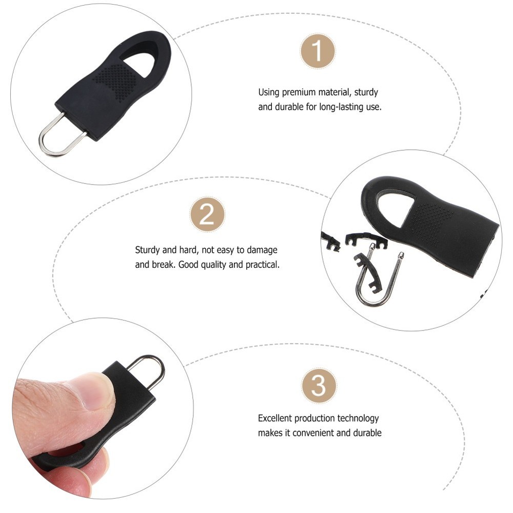 12 Pcs Replaceable Zipper Heads Removable Pull Universal Replacement
