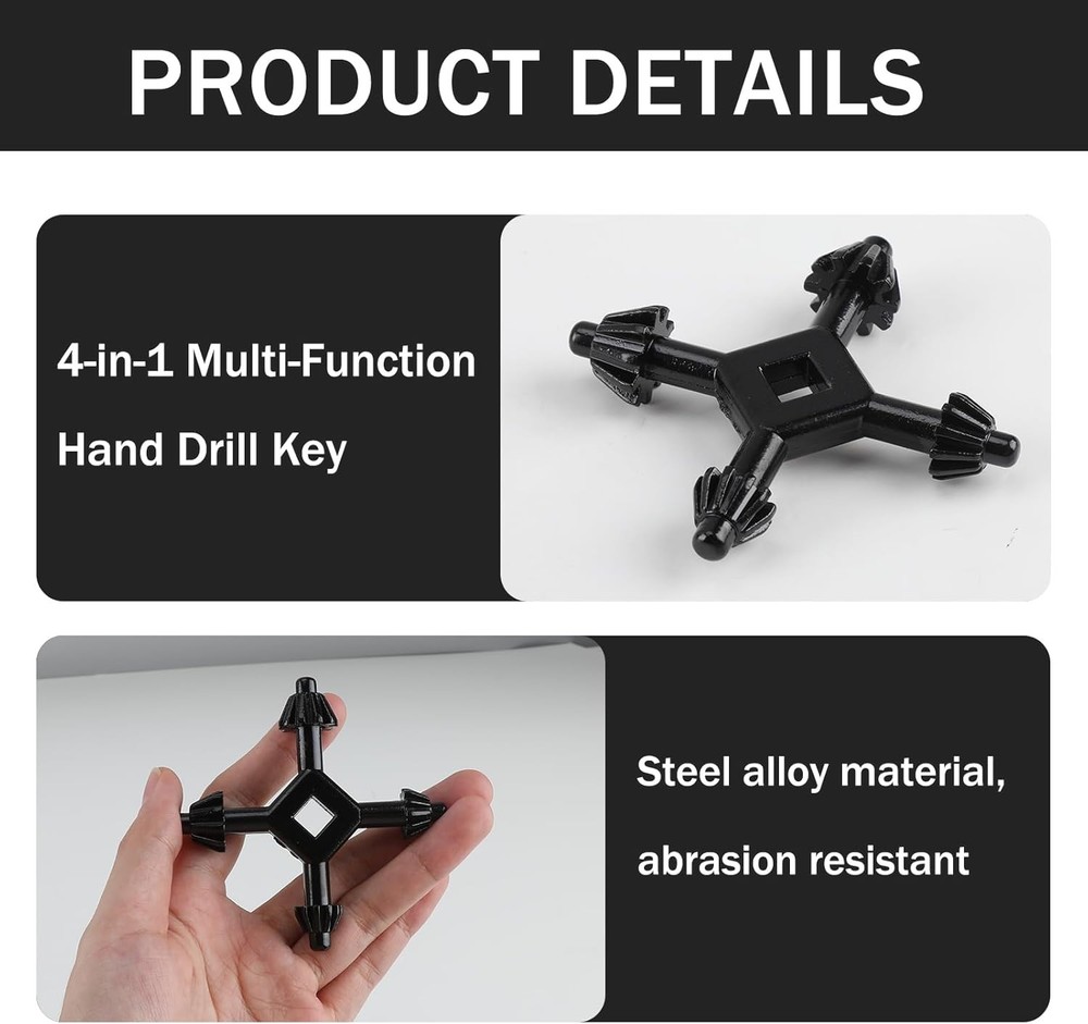 4 Way Drill Press Chuck Key Size 3/8" 1/2" Chucks Combination Hand Universal