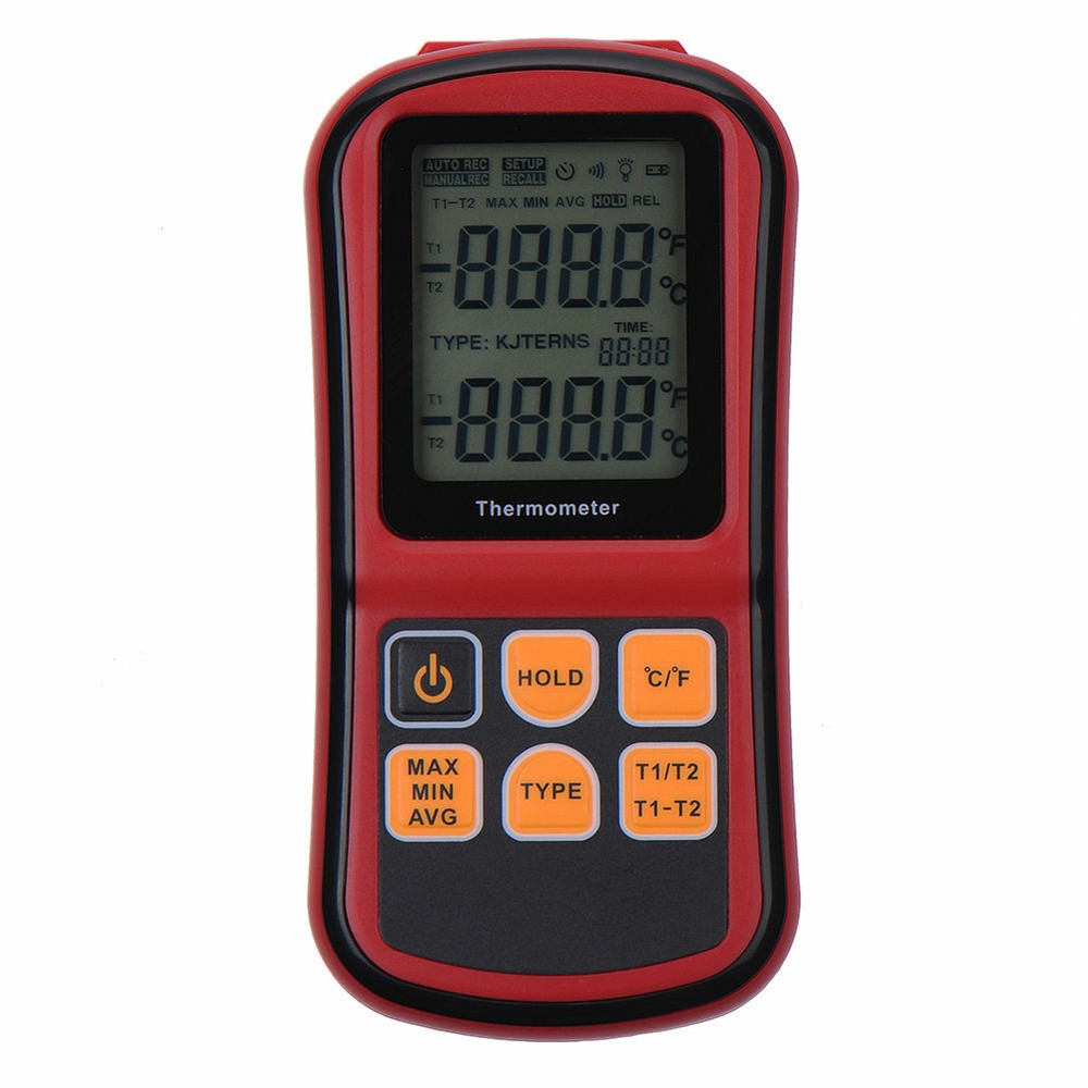 Digital Thermocouple Thermometer Dual-channel with LCD Display 2-channel Input