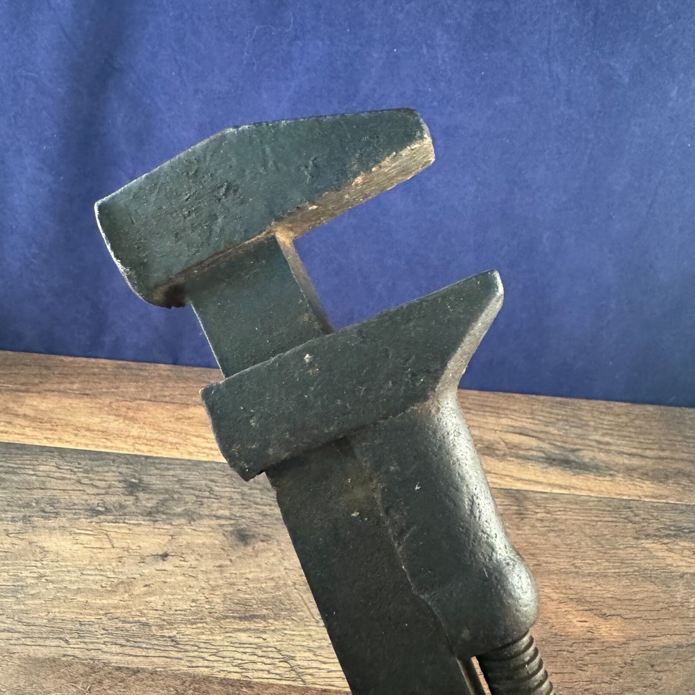 Antique 12" Long Monkey Pipe Wrench Wooden Handle