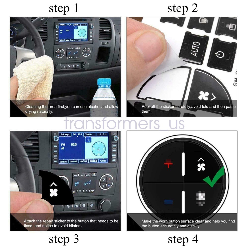 For 2007-2014 Chevy Silverado AC Button Repair Decal Dash Switch Stickers