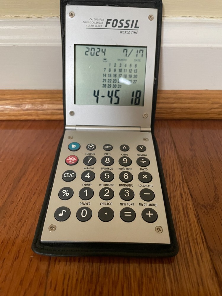 Fossil World Time Calculator Digital Calendar Alarm Clock