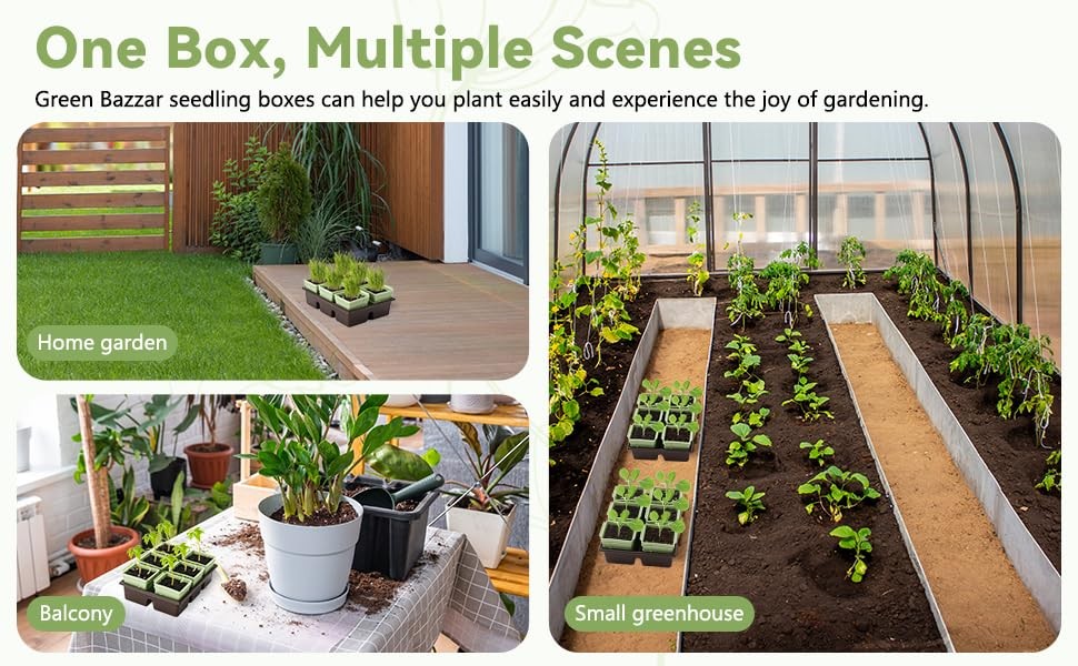GREENBAZZAR Side-Open Seed Starter Tray 4-Pack, 24 Cells Modular Design with ...