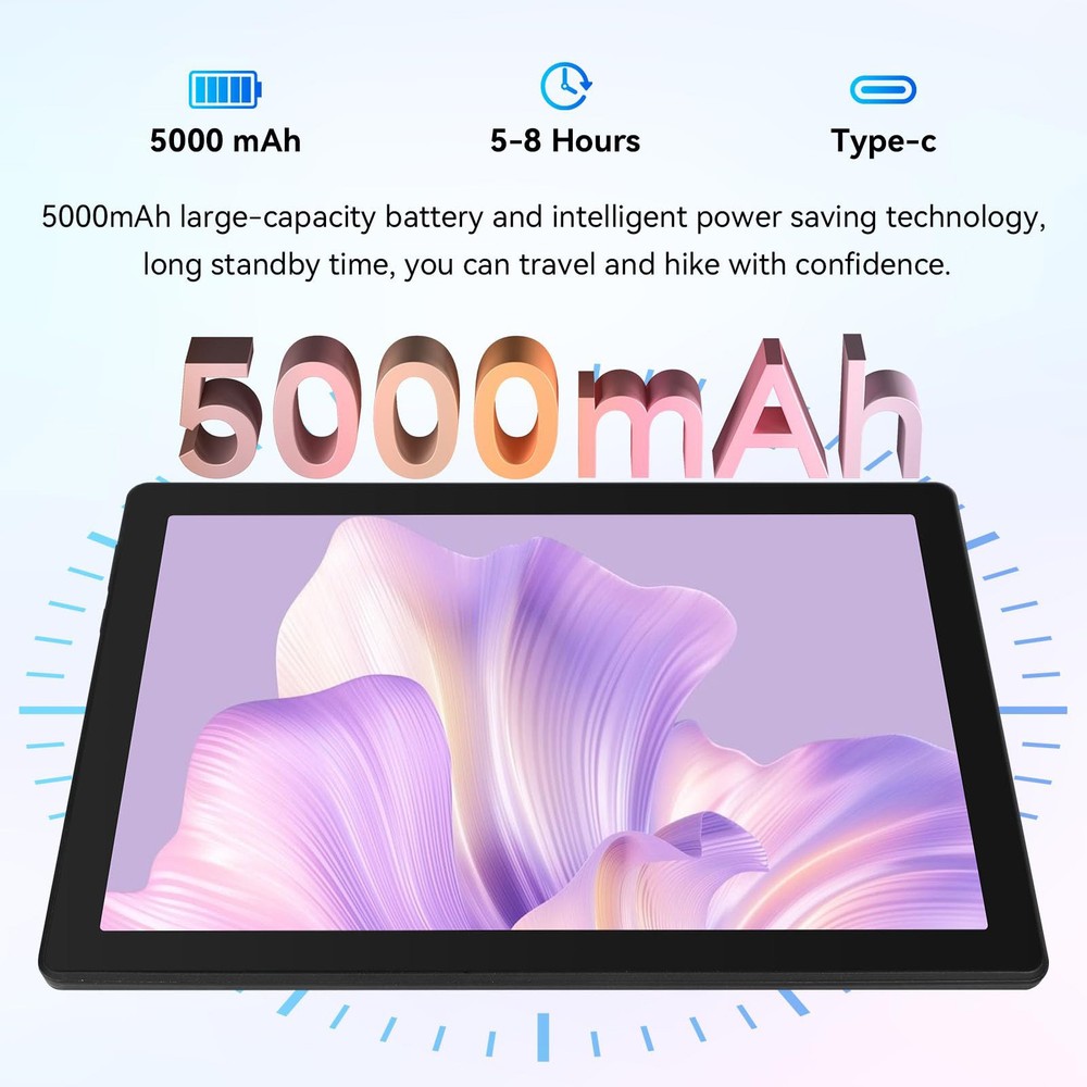 10.1" Android Tablet 10GB+128GB IPS Touchscreen Octa-core Processor Wi-Fi 6 BT