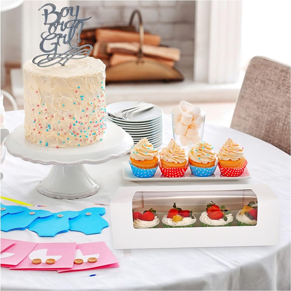 12" x 4" x 3.5" Roll Cake Boxes, Loaf Cookie White Bakery Boxes