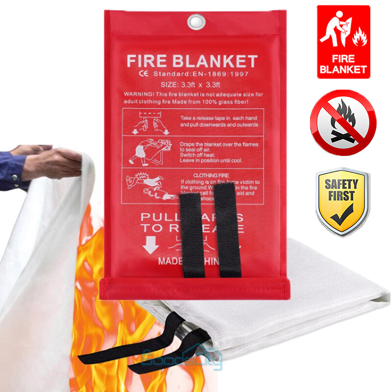 Large Fire Blanket Fireproof For Home Kitchen Office Caravan Emergency Safety US