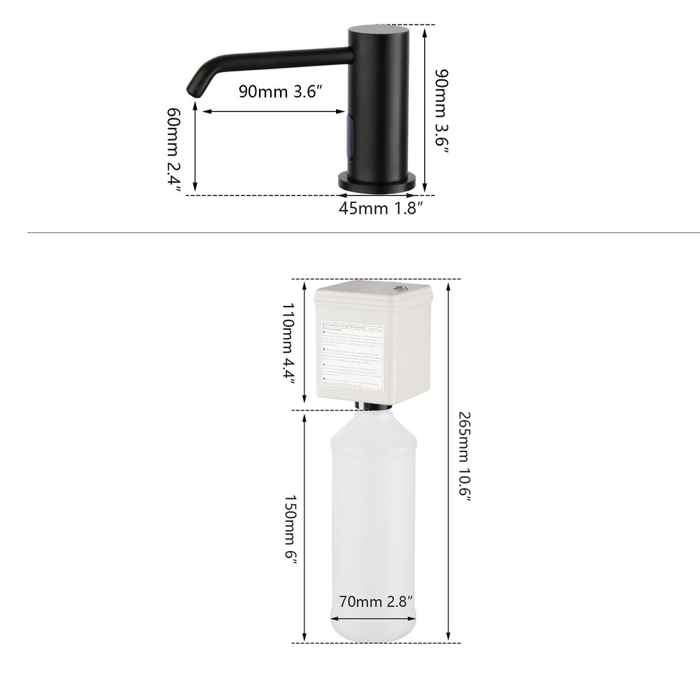500ml Black Automatic Sensor Soap Dispenser Deck Mount Brass Basin Sink Bottle