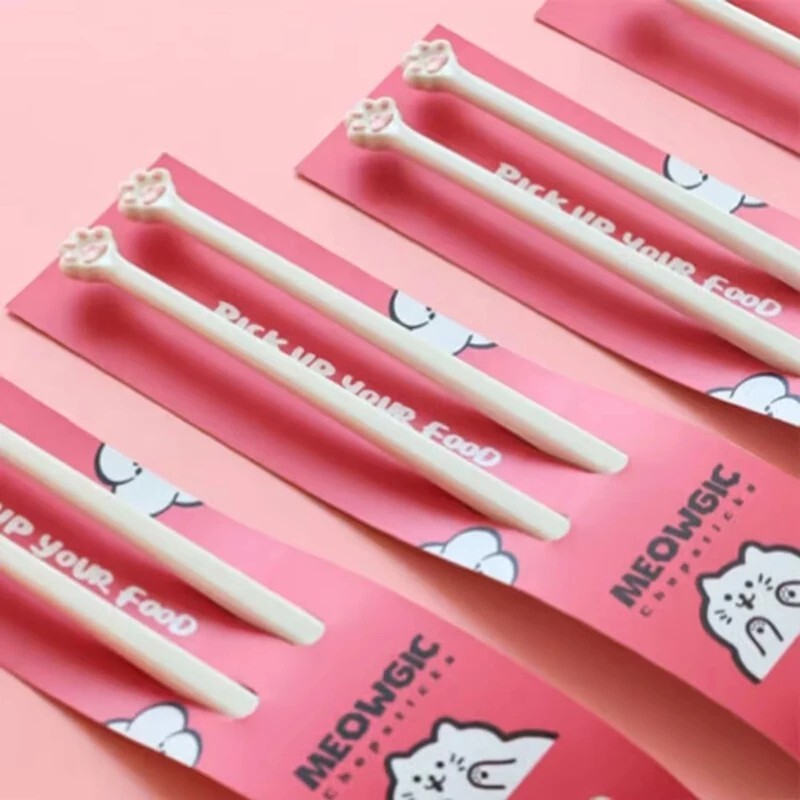 Cat Paw Chopsticks for Kids Learning Training Reusable Tableware Helper
