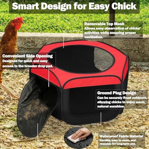 Chicken Brooder Box for Chicks, Pop Up Chick Starter Kit Brooder Pen with