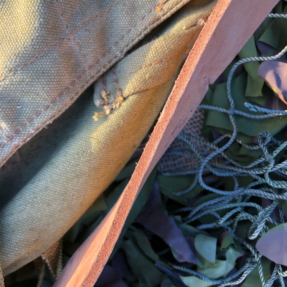 Romanian Army Olive Green Canvas and Leather Backpack