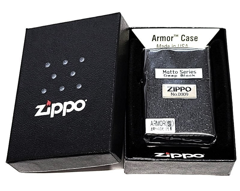 Zippo Armor Deep Black 3 Sided Router Processing Silver Metal Lighter Regular