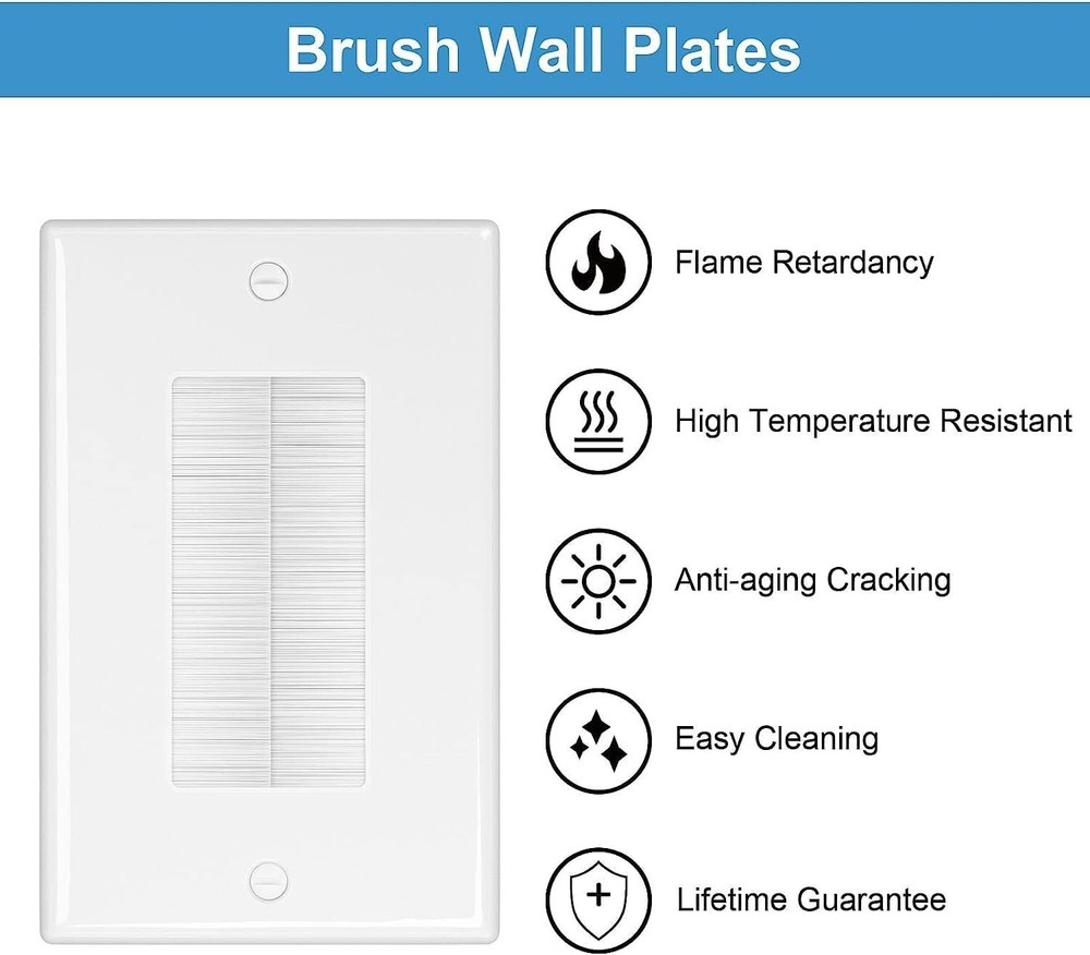 Brush Wall Plate + Low Voltage Mounting Bracket 5-Pack Cable Pass Through Insert