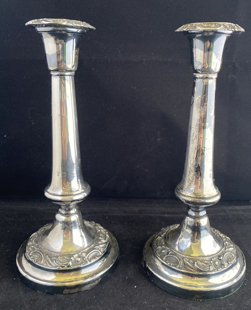 vintage silver plated candlesticks 9.5”
