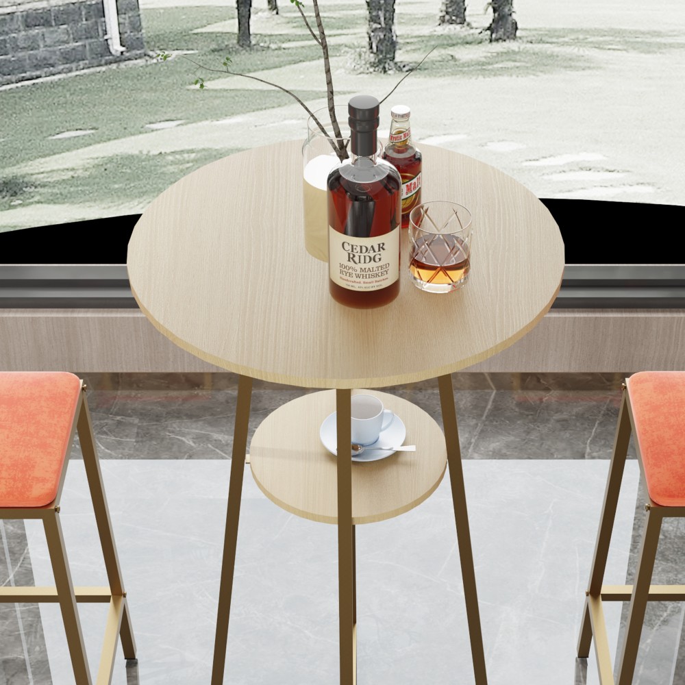 Bar Table And Chairs Three Piece Set Gold Frame Bar Table W Storage Function