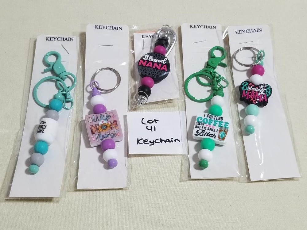 bulk beaded keychains, wholesale keychains, keychains, multiple keychains, (w41)