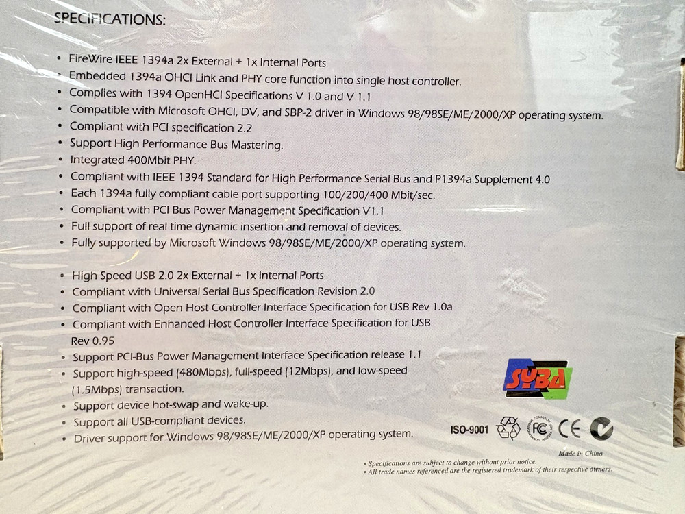 Syba PCI Multimedia Combo Card NIB