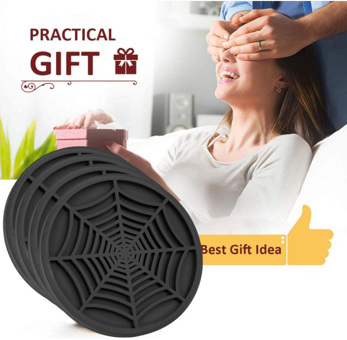 4PCS Car Cup Holder Coasters - Spider Web Non-Slip Silicone
