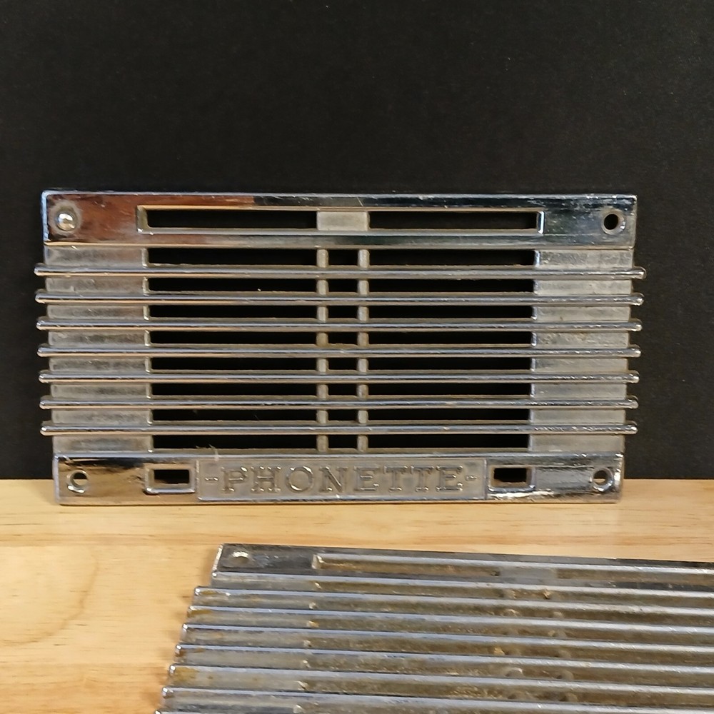 1940's? Pair Chrome Deco -PHONETTE- Intercom Telephone System Speaker Grill