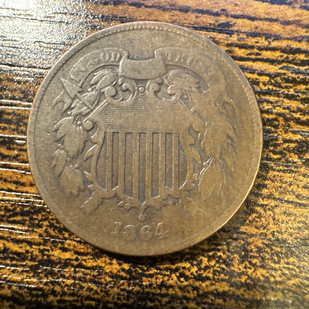 1864 Two Cent Piece in case