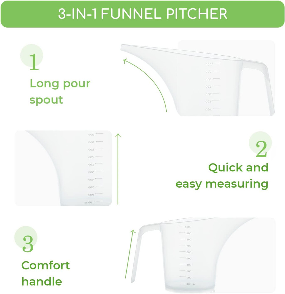 Funnel Pitcher for Soap Making, Large Capacity Easy Pour Container with Long Spo