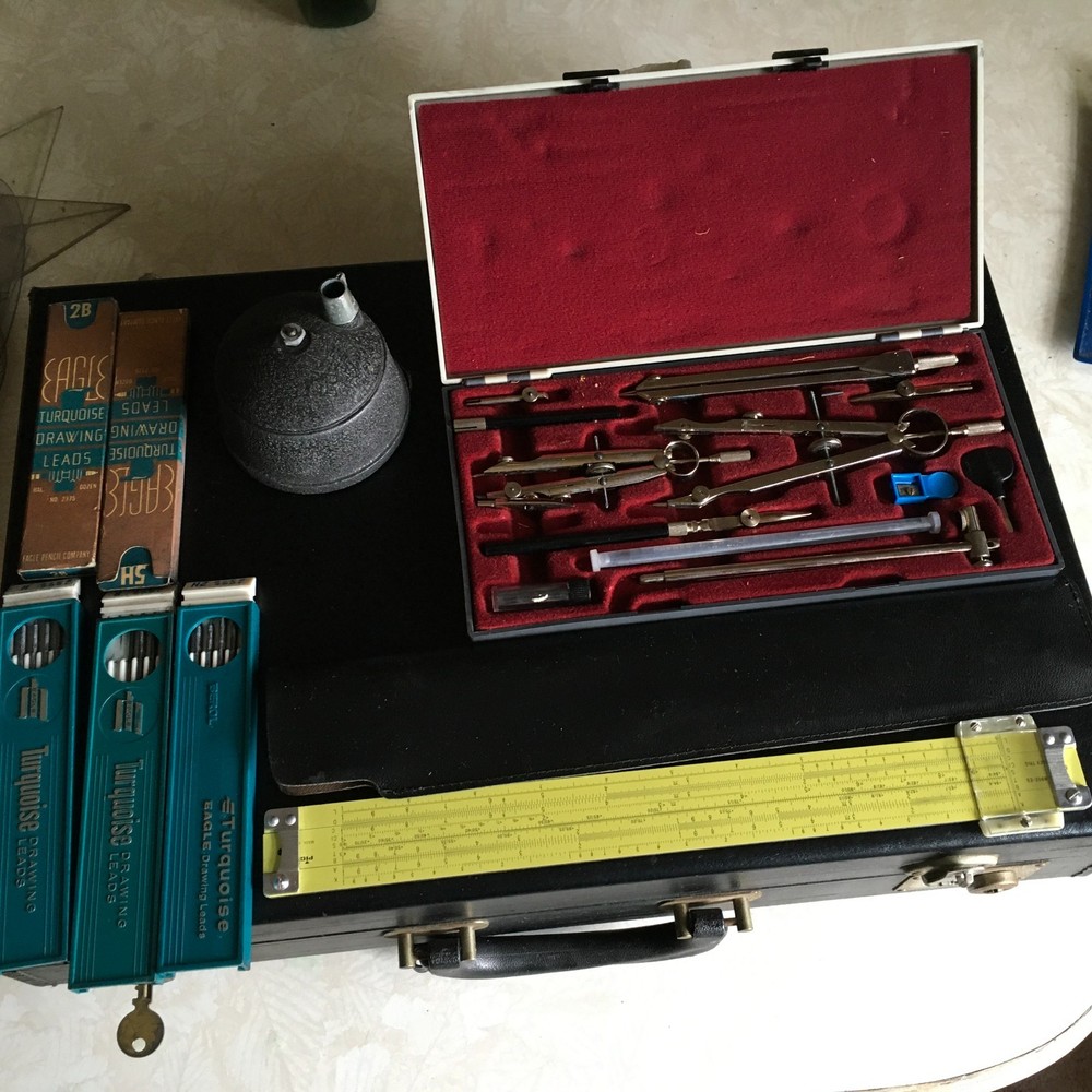 Professional Drafting Tools with Black carrying case and many tools