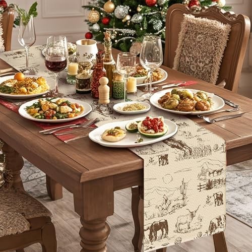 Farm Table Runner Seasonal Spring Fall Kitchen Dining Linen Table Cowboy