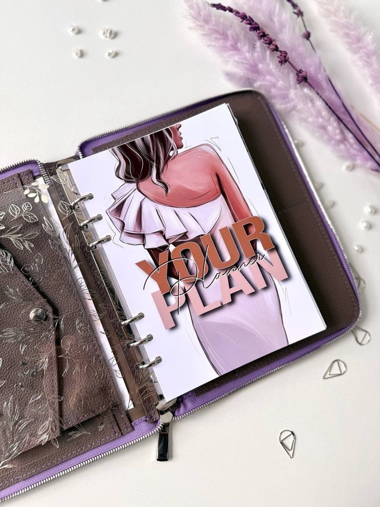 Nude Zippered leather notebook cover. Zippered organizer for documents.