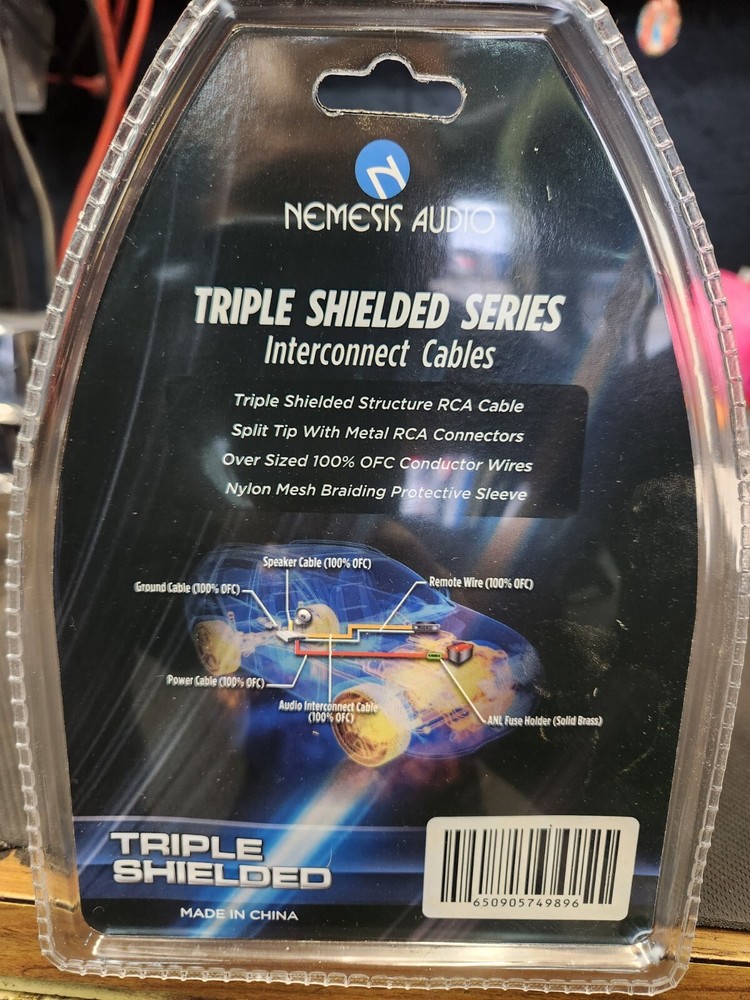 Nemesis Audio 2 Channel Triple Shielded Copper RCA Cable 17' Interconnect