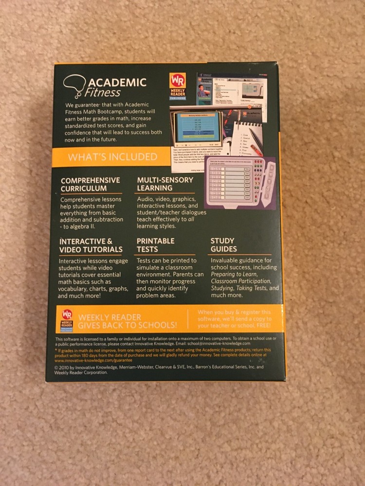 NEVER USED Math Bootcamp Software for Grades 1-8 Ages 6-14 STILL IN ORIGINAL BOX