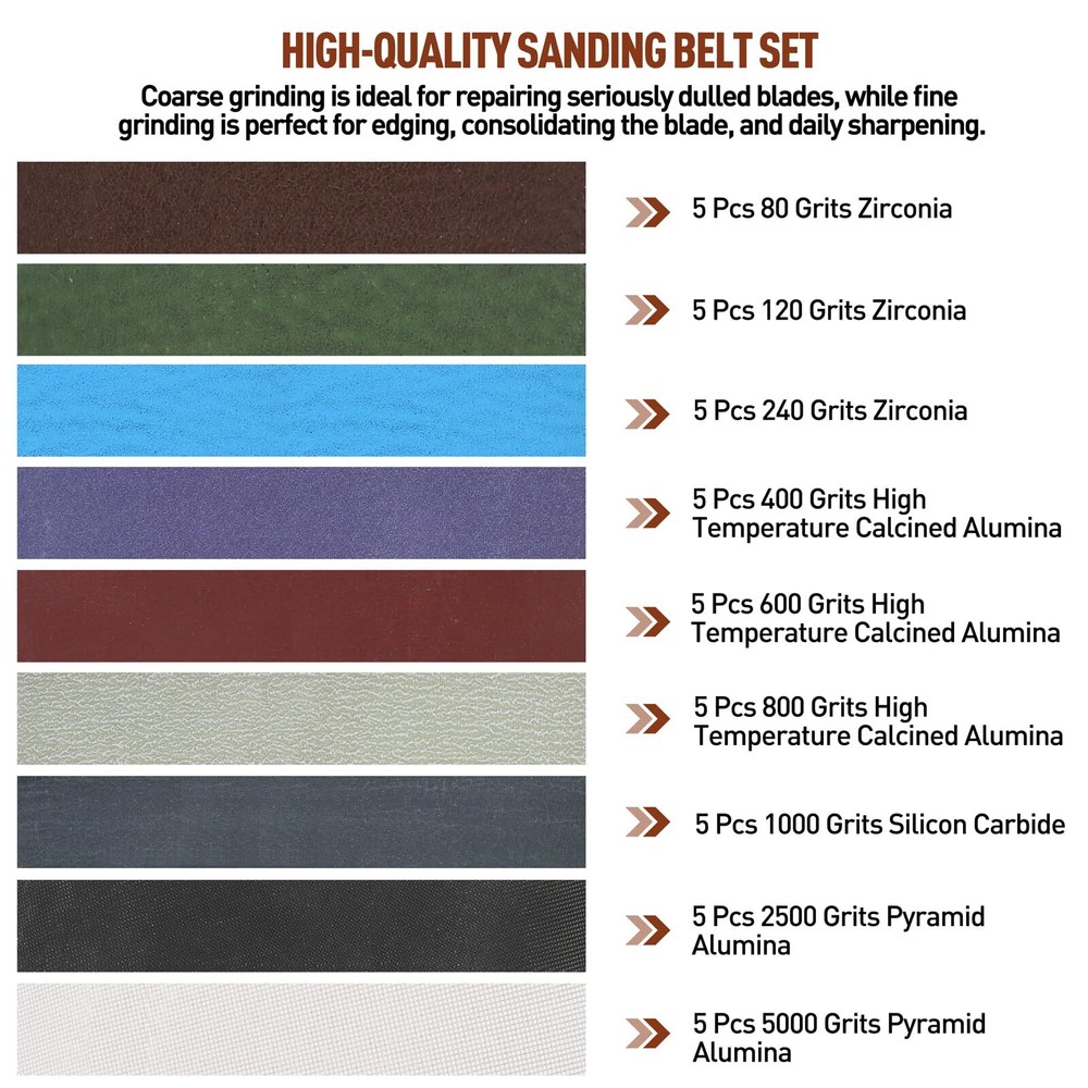 45 Pcs 1/2 x 12 Replacement Sharpening Belt Kit for Official Work Sharp New