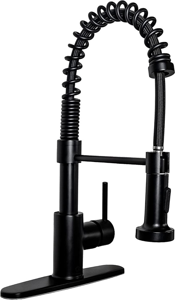 Döretz Pulldown Kitchen Faucet with Single Handle, Lead-Free Brass, Matte Black