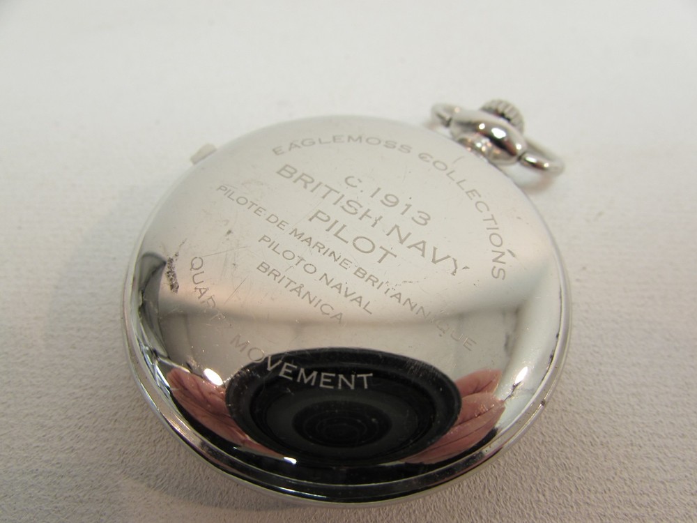(ref288CC) Eaglemoss 1913 Navy Pilot Quartz Pocket Watch Needs Battery