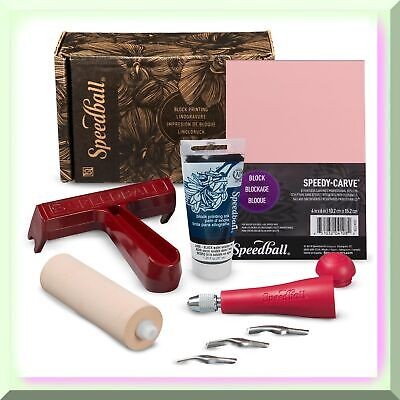 Complete Block Printing Kit with Ink and Tools