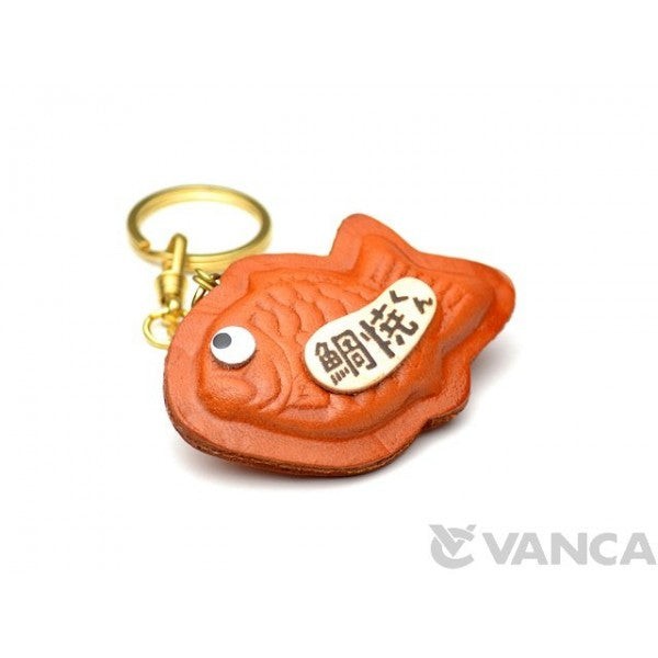 Fish Shaped Pancake Leather Keychain(L)