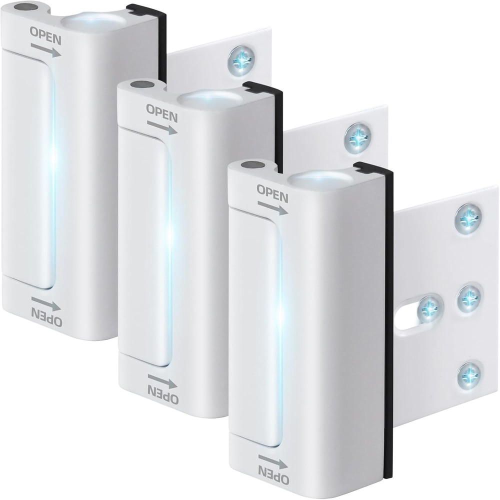 Home Security Door Reinforcement Lock, 3-Pack Upgraded White 3 Pack,