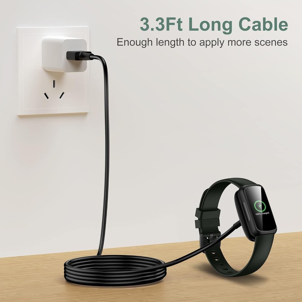 Fitbit Inspire 3 Charger Cable 2 Pack 3.3Ft Fast Charging Replacement USB Cable