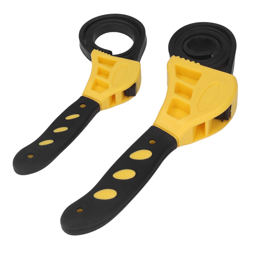 2 Pcs Adjustable Rubber Strap Wrench For Car Maintenance Excellent Yellow